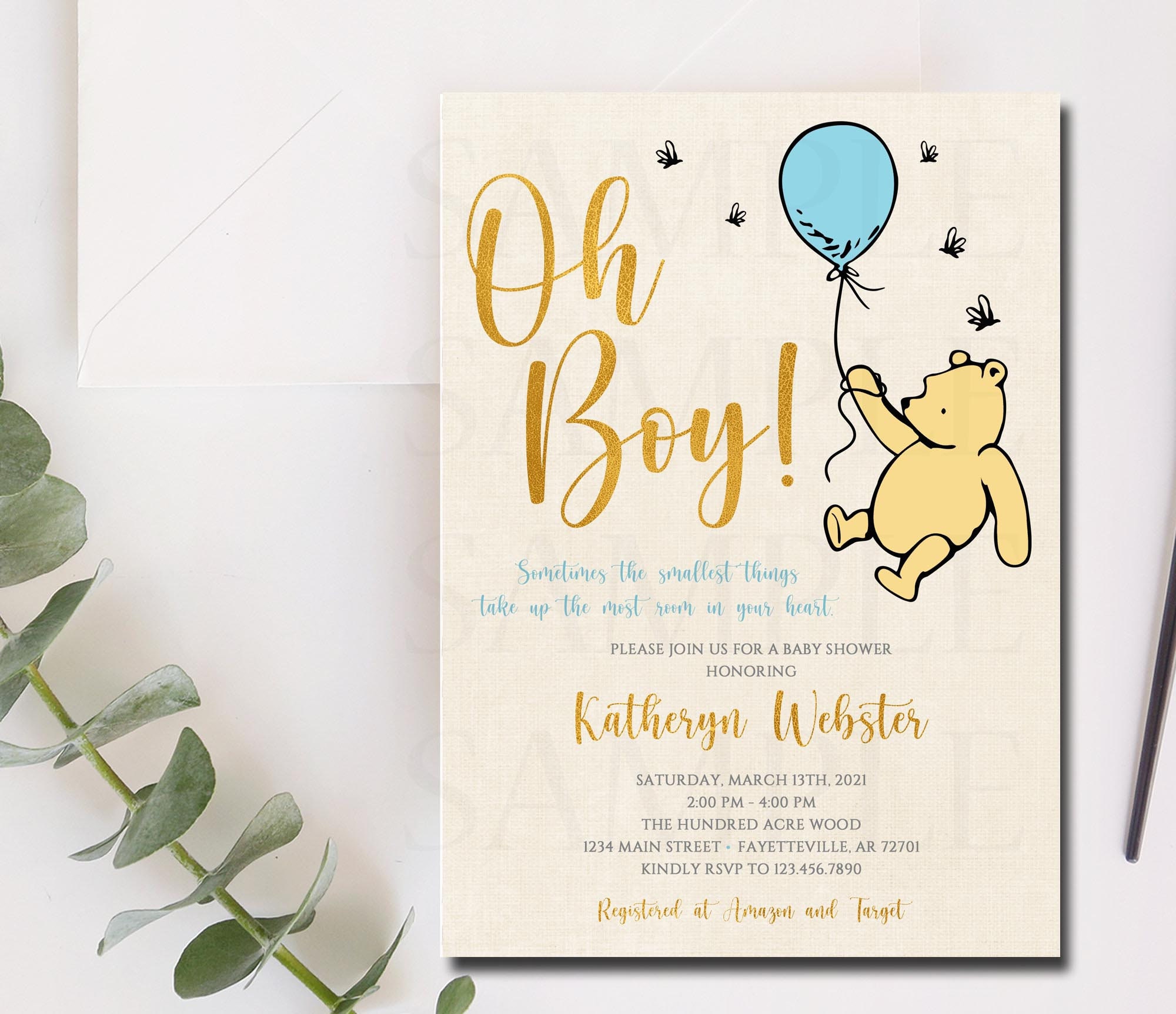 Winnie the Pooh Baby Shower Invitation Oh Boy Baby Shower Etsy