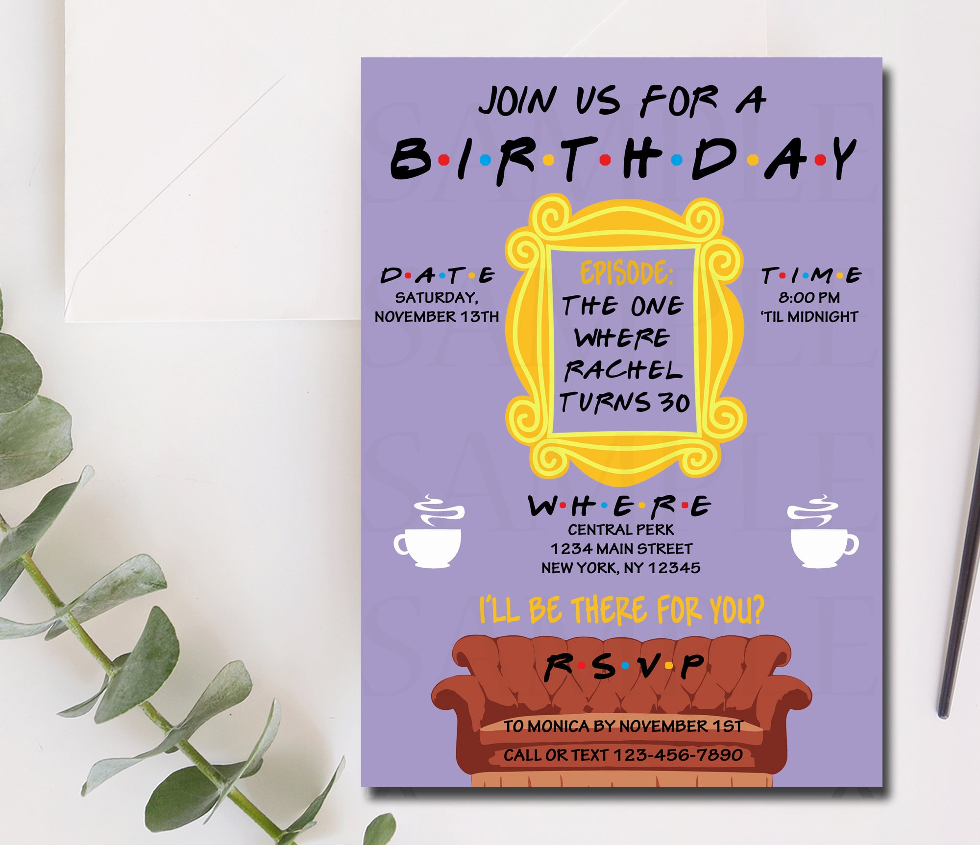 friends-birthday-invitation-friends-theme-birthday-friends-etsy