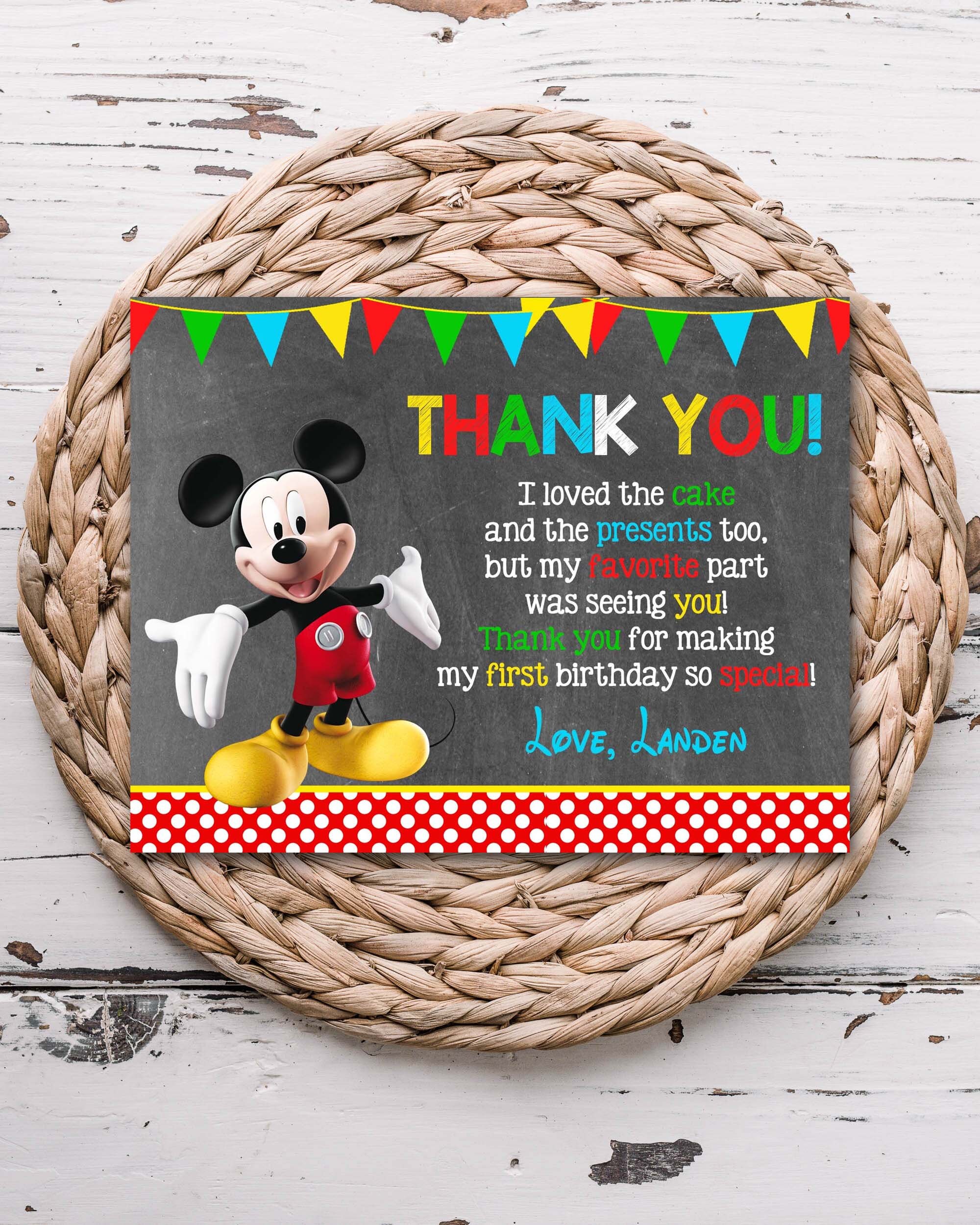 Mickey On The Go Thank You Cards (8) - Walmart.com