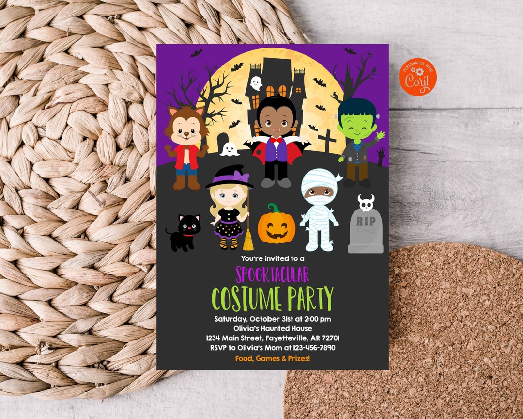 Editable Halloween Costume Invitation Halloween Party - Etsy
