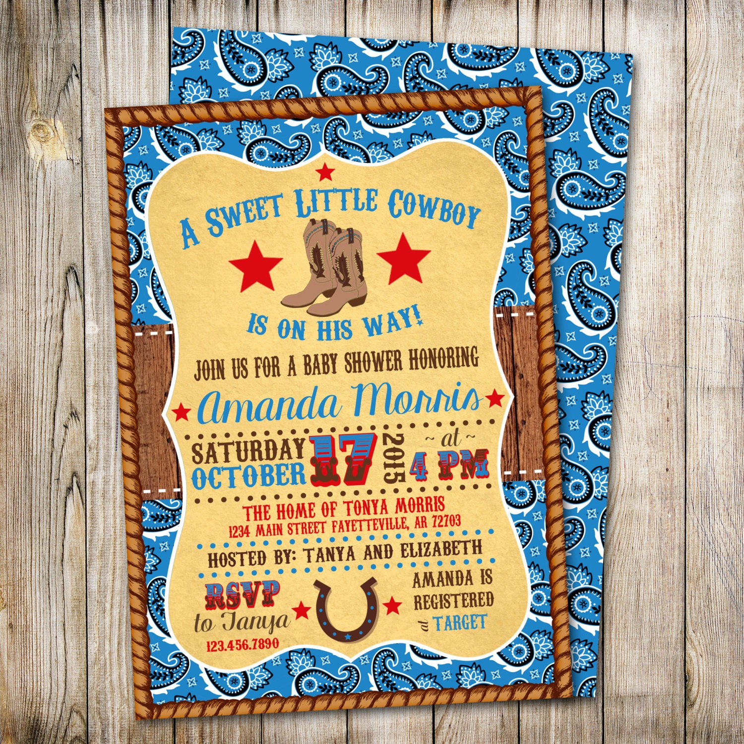 Cowboy Baby Shower Invitation Wild West Country Cowboy Etsy