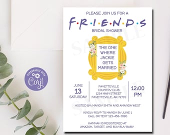 Editable Friends Bridal Shower Invitation, Friends, Bridal Shower, Friends Theme, Wedding Shower, Editable Invitation Template Corjl FRND