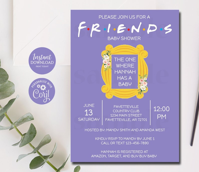 Editable Friends Baby Shower Invitation Friends Baby Shower Etsy