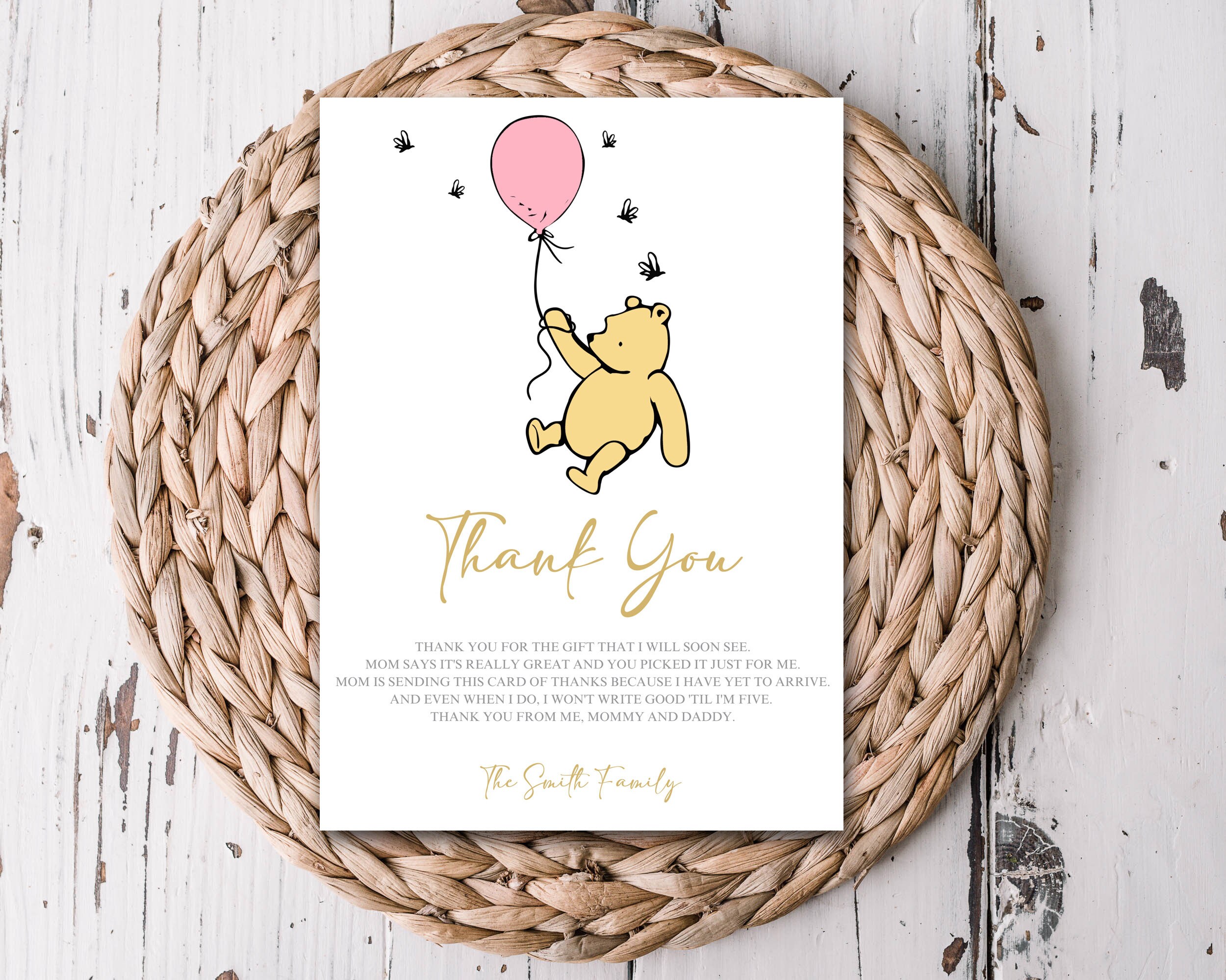 Winnie the Pooh Baby Shower Thank You Cards - Etsy