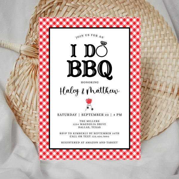 I Do BBQ Couples Shower Invitation I Do BBQ Wedding Invitation BBQ Bridal Shower I Do Barbeque Cookout Editable I Do Bbq Size 5x7 - B8