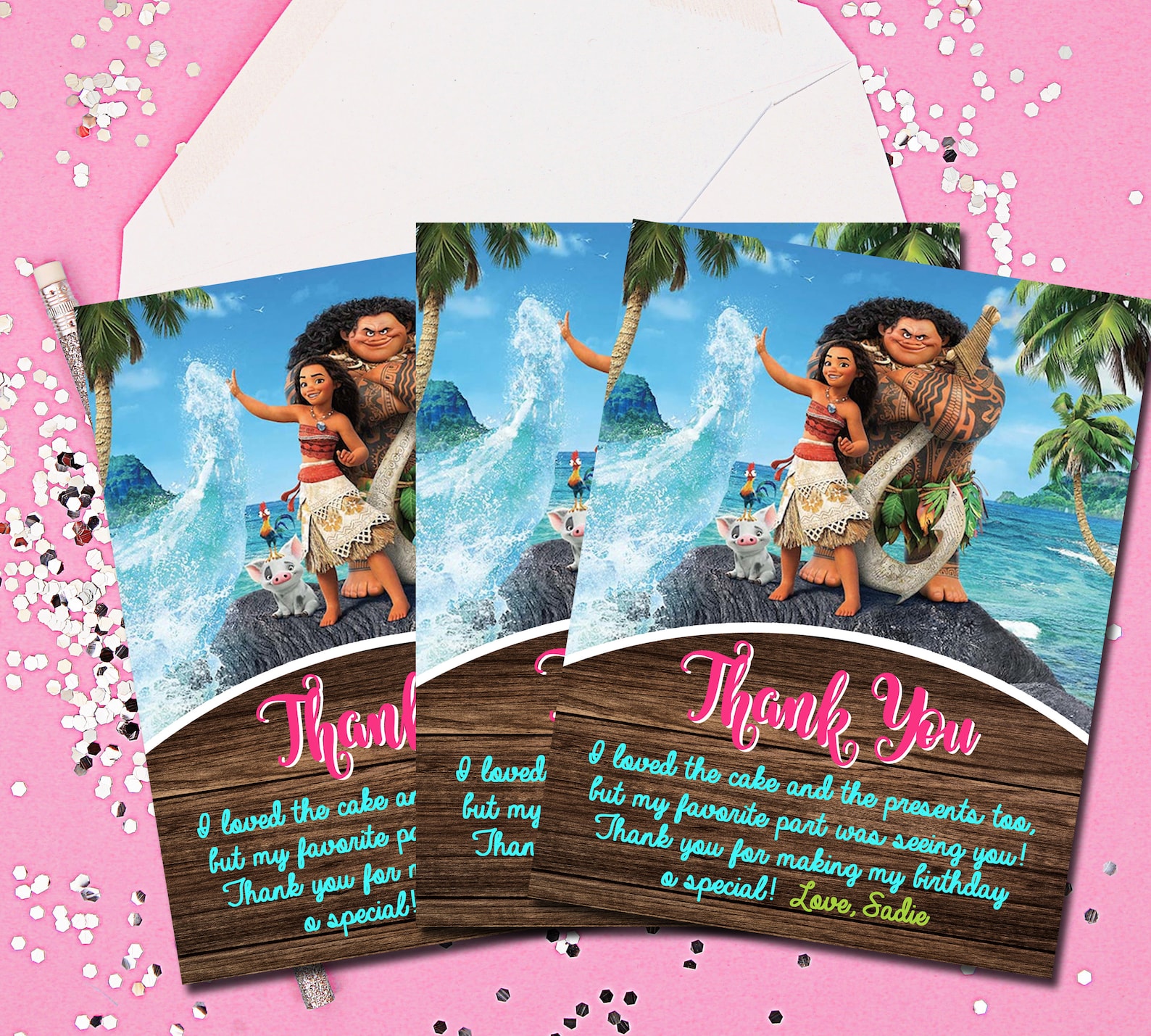 Moana Thank You Card Moana Thank You Note Thank You Cards - Etsy