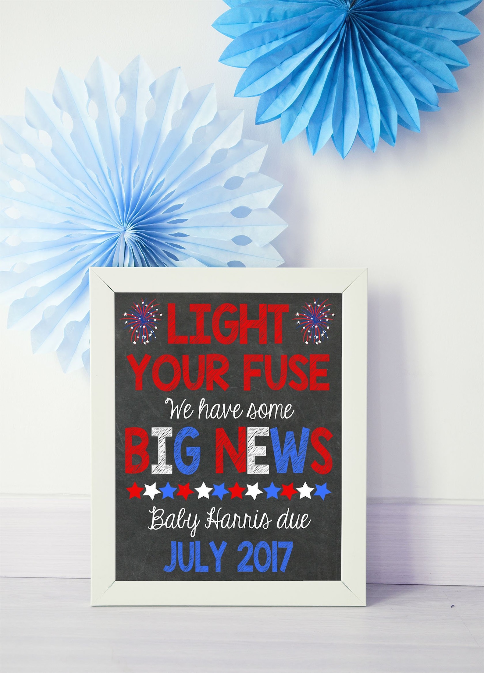 4th of July Pregnancy Announcement Fireworks New Baby Etsy