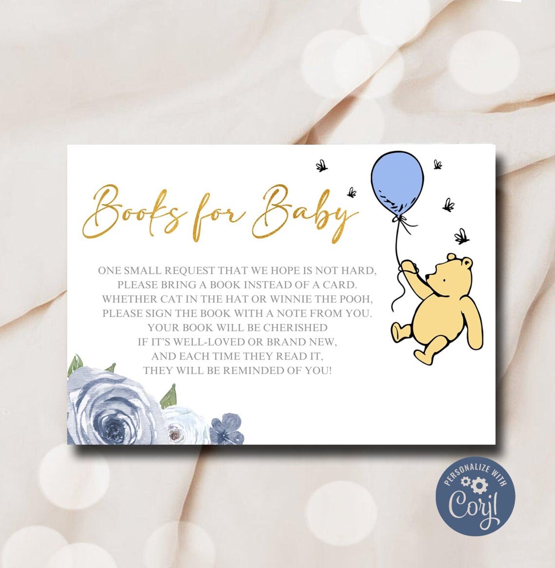 Editable Winnie the Pooh Books for Baby Book Request Card Etsy