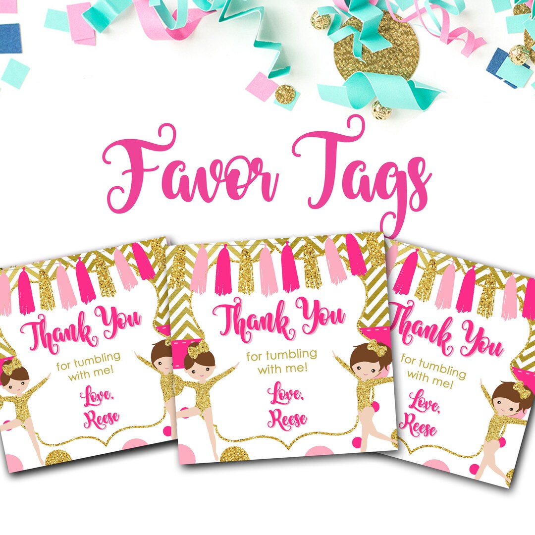 Gymnastics Favor Tags Gymnastics Gymnastics Party Decor Etsy