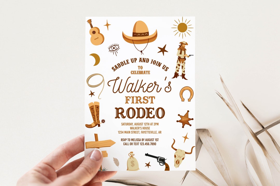 My First Rodeo Invitatioons Editable My First Rodeo Invitation Cowboy Birthday Invite Wild West ...