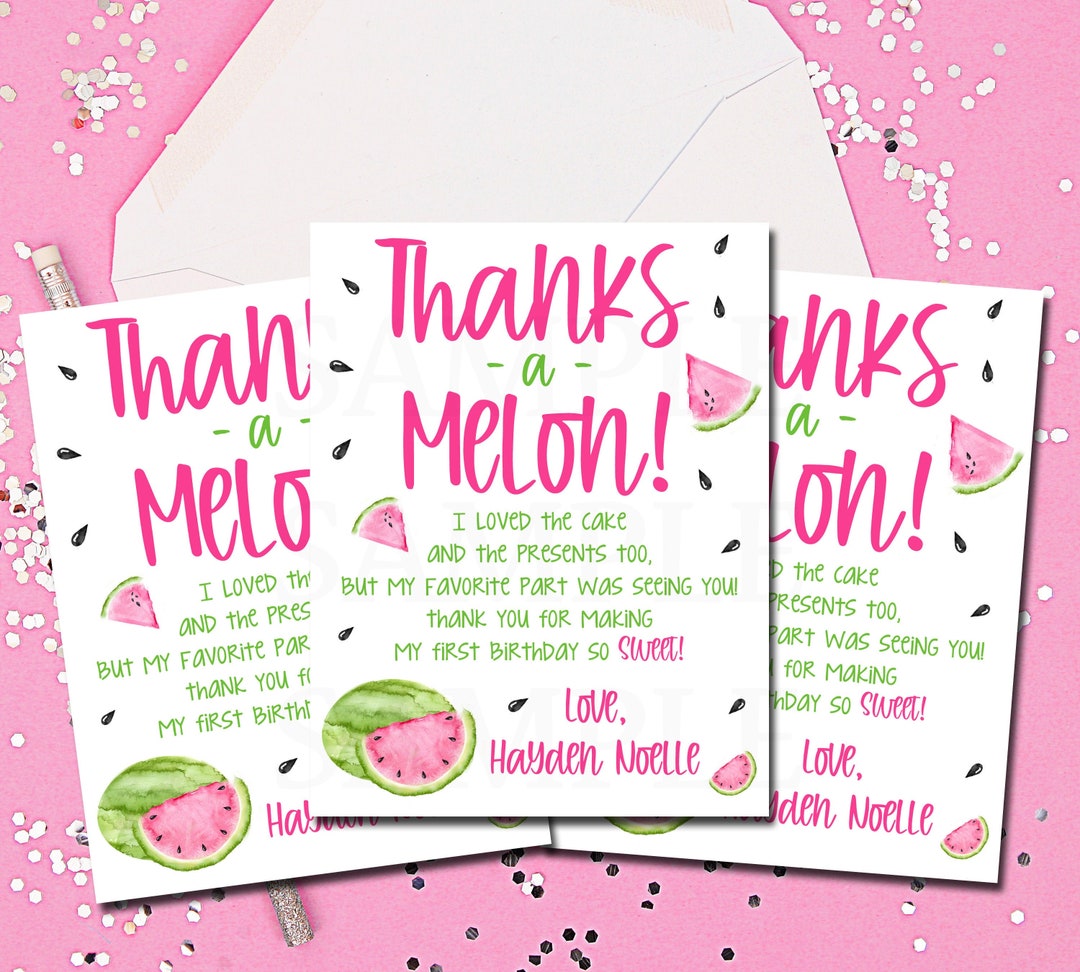 Thanks a Melon Thank You Notes, Thank You Cards, Watermelon, Watermelon ...