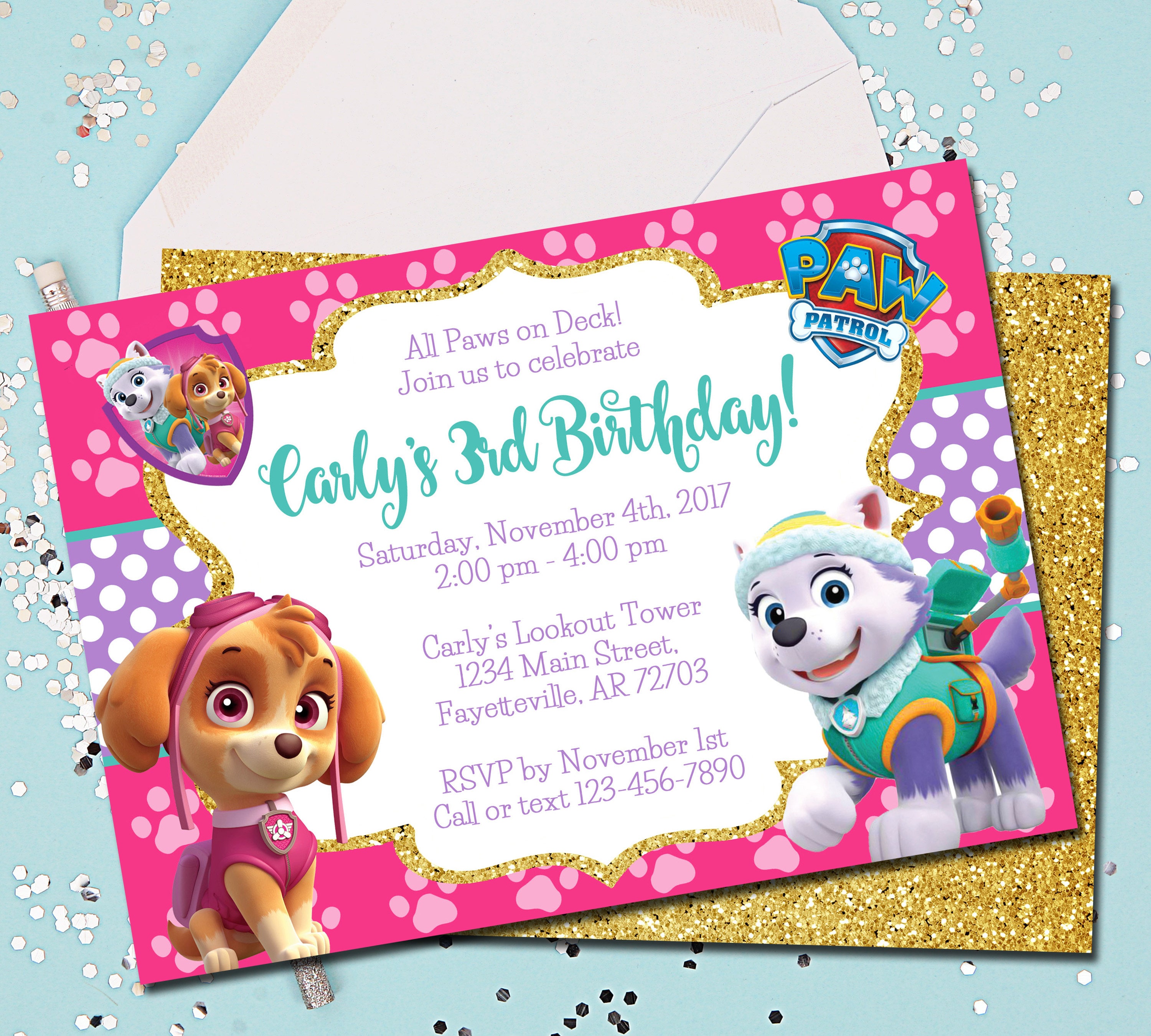 Girl PAW PATROL Invitation Paw Patrol Birthday Invitation ...