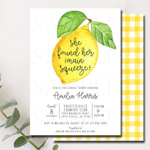 Main Squeeze Bridal Shower Invitations, Bridal Shower Invitation, Lemon Bridal Shower, She Found her Main Squeeze, Lemons, Size 5x7 - 1071