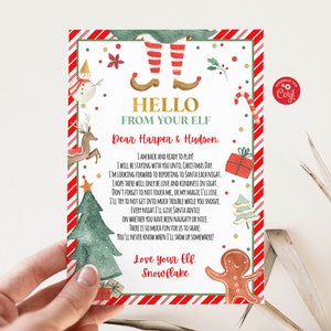 Carta de llegada de elfo editable Carta de retorno Elfo de Navidad Estoy de vuelta Elfo Bienvenido Papá Noel Carta de tu elfo - Tamaño 5x7 - 121