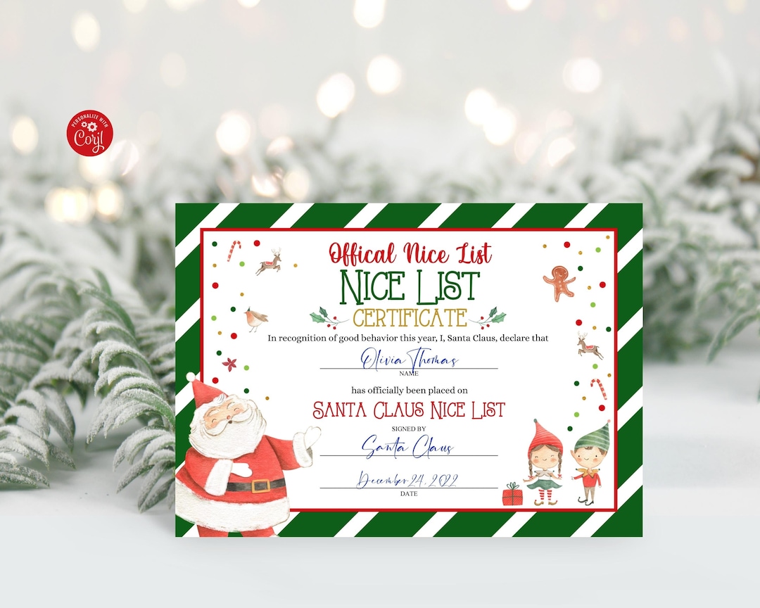 Editable Santa Claus Official Nice List Letter From Santa Claus ...