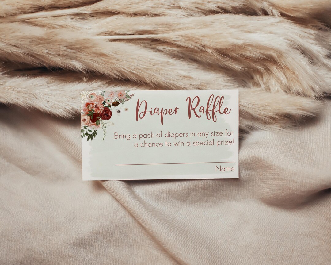 Fall Diaper Raffle Tickets Printable Diaper Raffle Ticket Insert Card Fall Floral Baby Shower Insert Card ...