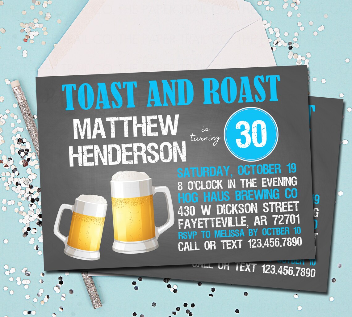 Toast and Roast Birthday Invitation Dirty 30 30th Birthday Etsy