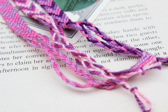 Pink and Purple Artisan Woven Bracelet.  8” diameter Wear it by itself or create a bracelet stack that shows off  main image 2