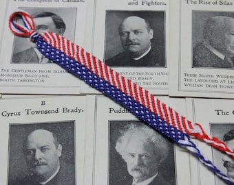 American Flag Friendship Bracelet, Patriotic Red White Blue
