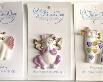 Pin de gato vintage, WhimsiClay, Amy Lacombe