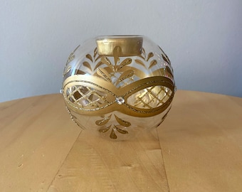 Blown Glass Tea Light/Golden Tea Light/Sparkle Tea Light/Ornament/Clear Glass/Painted Glass