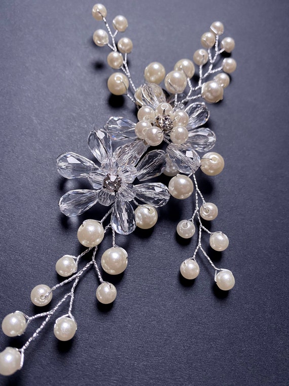 Pearl Crystal Bridal Hair/Vintage Bridal/Bride Hai