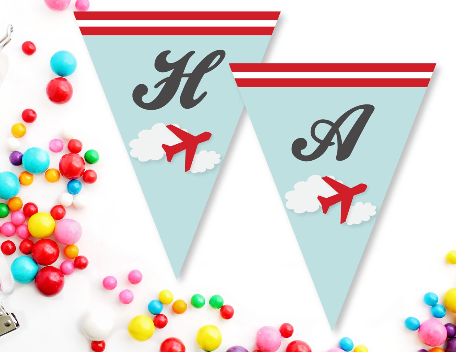 Airplane Birthday Party Printable Birthday Banner Airplane - Etsy