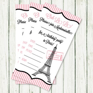 Printable Birthday Invitations for Kids - Fill In Birthday Invitations - Birthday Invitations - Paris Party Printable Invitations