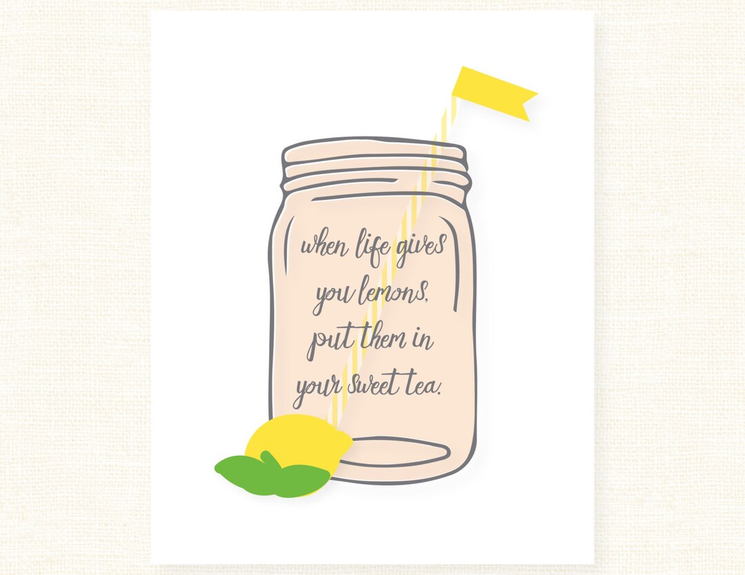 Mason Jar Sweet Tea Printable Southern Sweet Tea With Lemon Etsy
