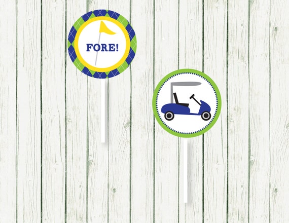 Golf Birthday Cupcake Toppers - Golfing Party Printable Party Logos Il_570xn