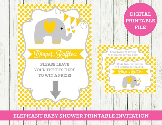 Elephant Baby Shower DIY Personalized Printable Raffle Tickets and Sign Il_570xn