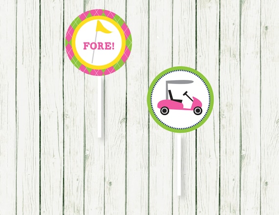 Girl Golf Cupcake Toppers - Golfing Birthday Party Printable Party Logos Il_570xn