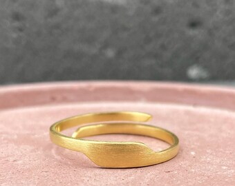 Matte gold ring, edgy sterling silver gold plated adjustable ring , lightning bolt inspired jewelry, unique minimalist jewelry, gift for her