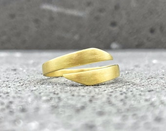 Matte gold ring, 925 sterling silver wrap ring , gold plated minimalist open pinky ring for women, unique handmade jewelry, gift for her