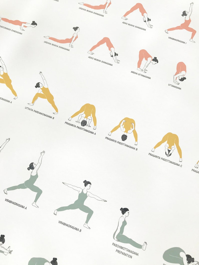 ashtanga yoga sequence yoga poster yoga postures print etsy
