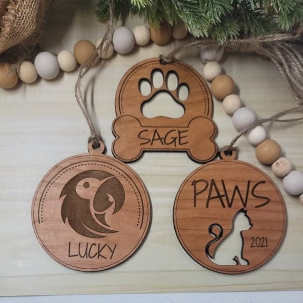 Personalized Cat,Parrot, Dog Ornament, Pet Ornament, wood ornaments-Christmas Ornament- 2022 Ornaments-Dog Ornament-Animal Ornaments-dog mom