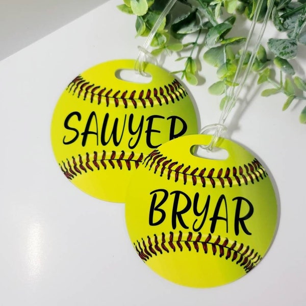 Softball Bag Tag, Personalized Sports Bag Tag,  Team tags, Tags, Kids Tags, Backpack Tags