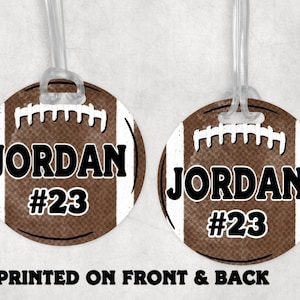 Football Tag, Personalized Sports Bag Tag, luggage tag, Custom tags, Back back tag, stocking stuffers, football player