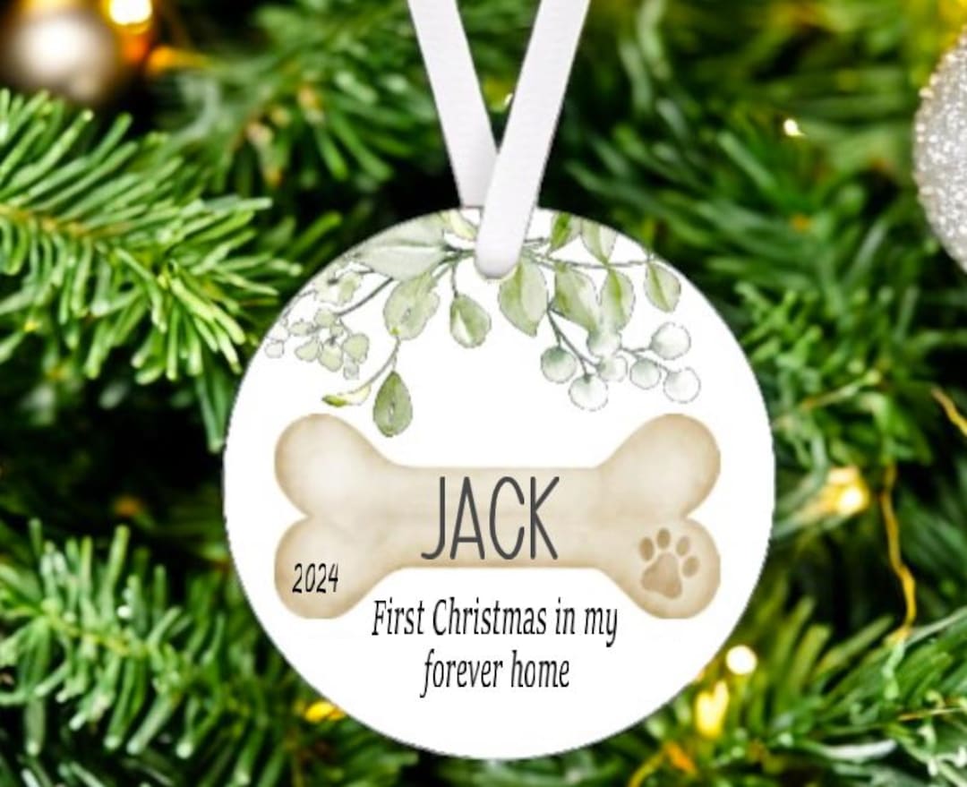 Dog Ornament Dog First Christmas, Personalized Dog Memorial Ornament(01)
