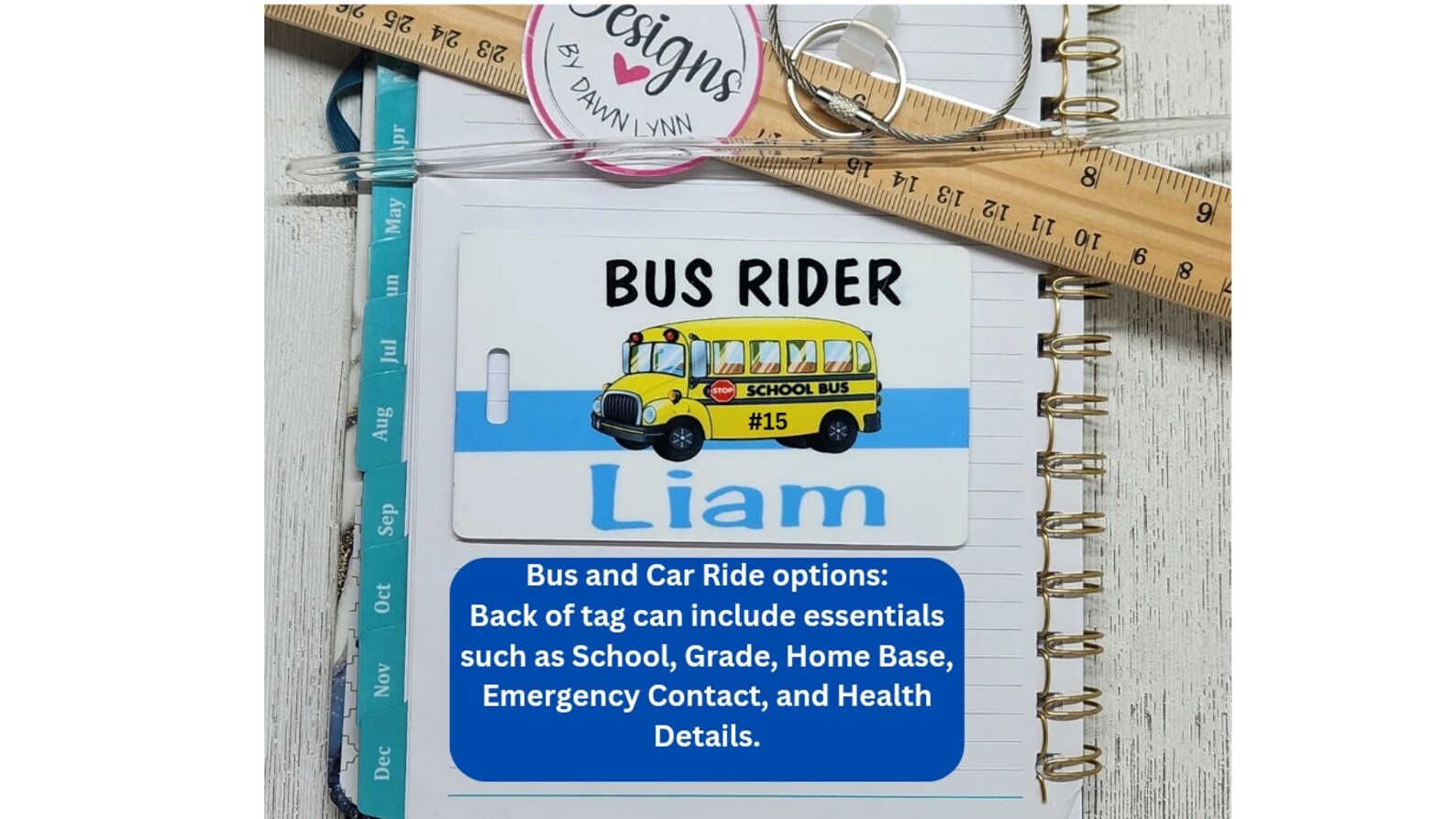 Kids Bus Tag - Car Rider- Personalized School Bus Bag Tag ...