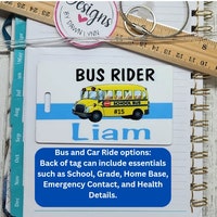 Bus Rider Back Pack Tag, 1st Grade, 2nd Grade, 3rd Grade School Bus ...