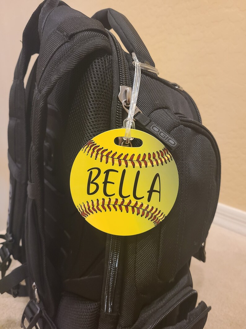 Softball Bag Tag Personalized Sports Bag Tag Team Tags Etsy