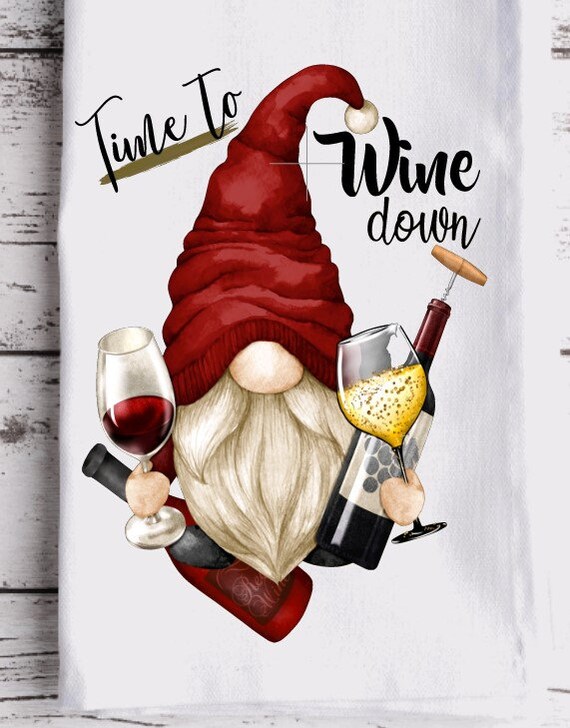 Wine Gnome Kitchen Towel, Wine Kitchen Towel