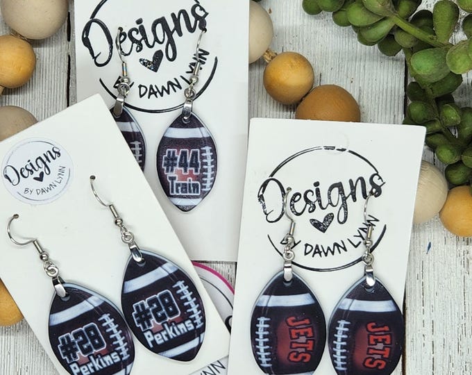 Football Earrings, Team Spirit., Personalized earrings, football Dangles, Sports Earrings, Football Fan Earrings,Football Mom Earrings,