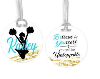 Cheer Bag Tag, Custom Bag Tag, pom, Tags, Kids Tags, Backpack Tags, Luggage tag, Name tag, kids gift ideas, sports, gymnastique, tumble
