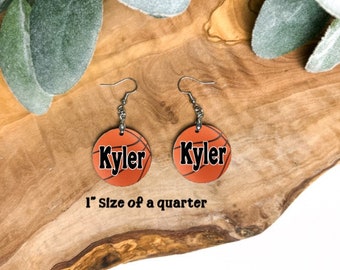 Basketball Earrings, Team Spirit.  Dangles,Sport Earrings, Soccerl Fan Earrings, Soccer Mom Earrings,grandma,  basketballPersonalized  gift