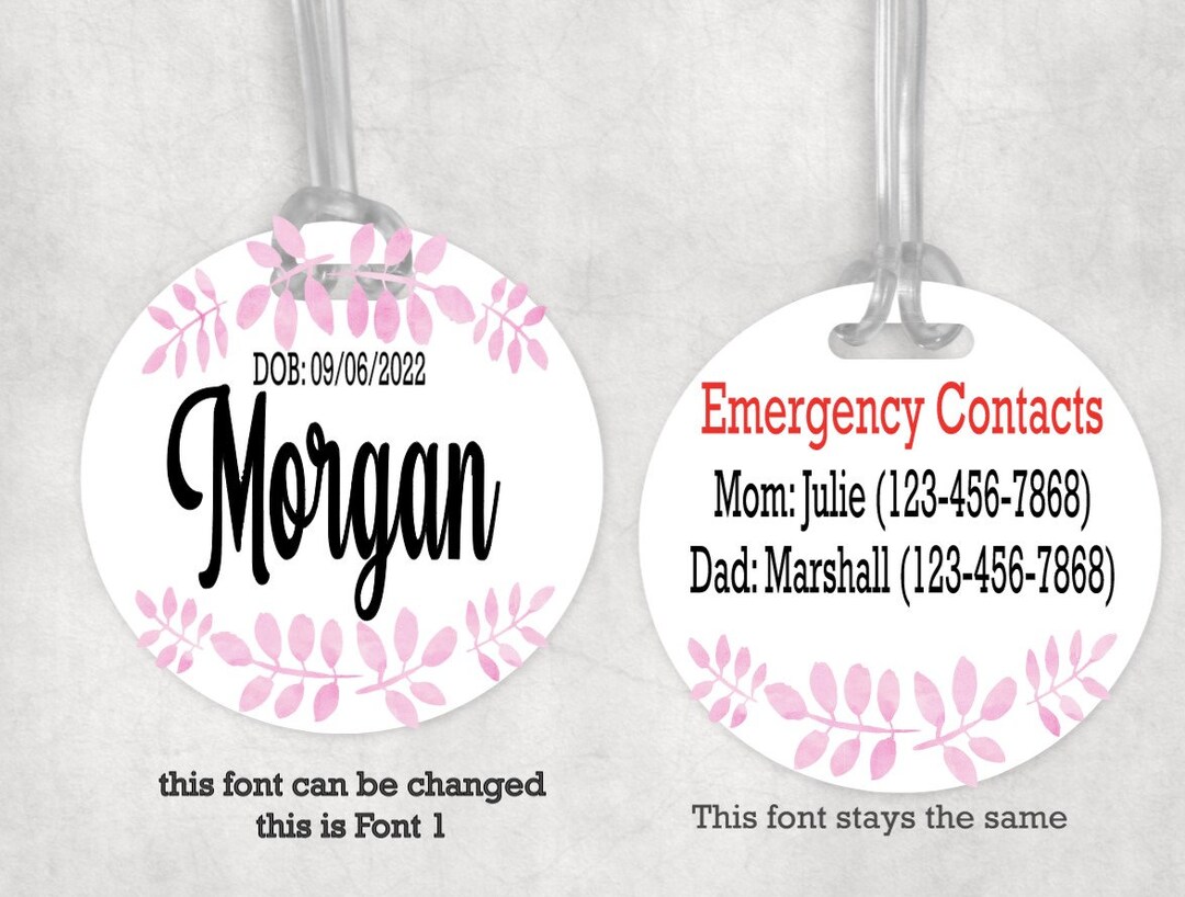 Car Seat Emergency Tag, Stroller Tag, Car Seat Tag,allergy Tag , Child