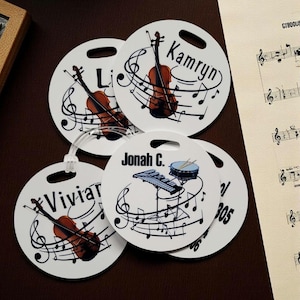 Music Tag, Personalized Music Bag Tag, luggage tag, Custom Band tag, music instruments, back to school, backpack tag, music lover