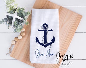 Linges de cuisine personnalisés, Voilier, Océan, Maison de plage, Microfibre gaufrée, Cadeau pour amoureux des bateaux, Serviette nautique, Décoration de bateau