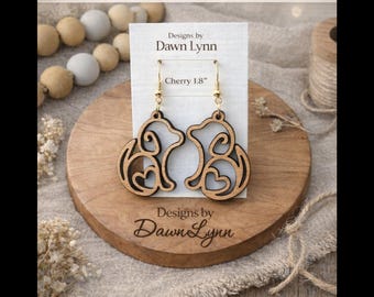 Dog shape Earrings, Animal Lover, Dog Lover, Dog Earrings, Dog Lover Gift, Paw Print, Cute Earrings, paws, Wood pet gifts